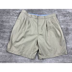 Bugle Boy Shorts Mens 36 Beige Chino Pleated Polyester‎ Blend Back Flap Pockets